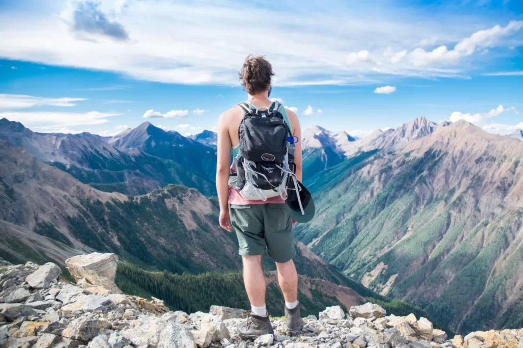 hiking a mountain